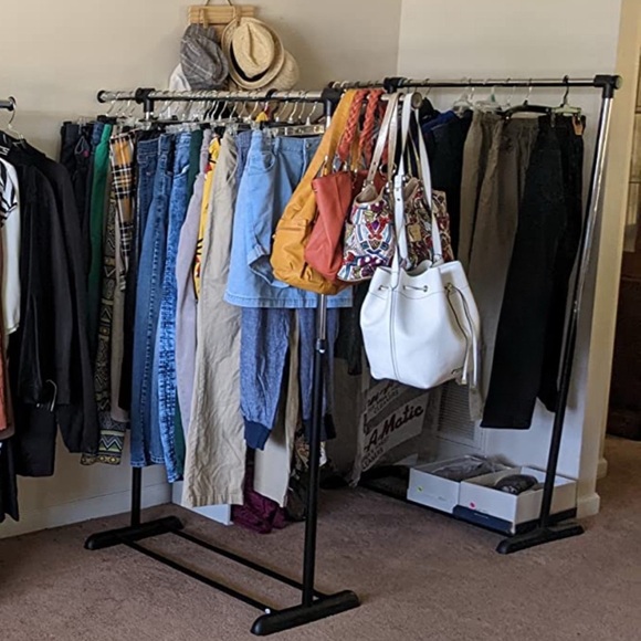 WHITMOR • Adjustable Rolling Clothes Organizer Chrome Garment Rack Display - Picture 5 of 5